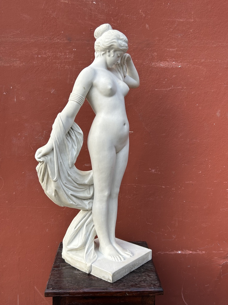 Pierre-Etienne Daniel CAMPAGNE ( France 1851-1914) sculpture en marbre de Carrare Phrynée H 78 -photo-1
