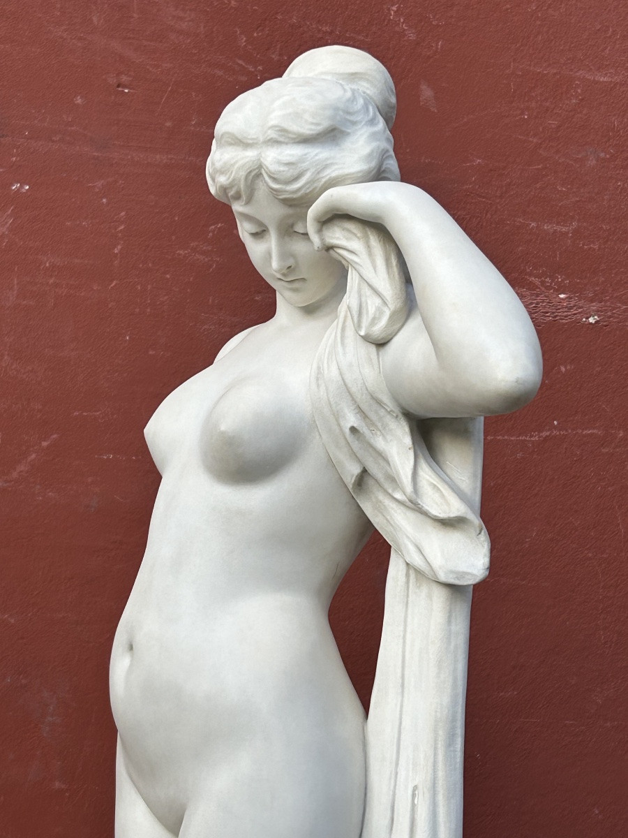 Pierre-Etienne Daniel CAMPAGNE ( France 1851-1914) sculpture en marbre de Carrare Phrynée H 78 -photo-6