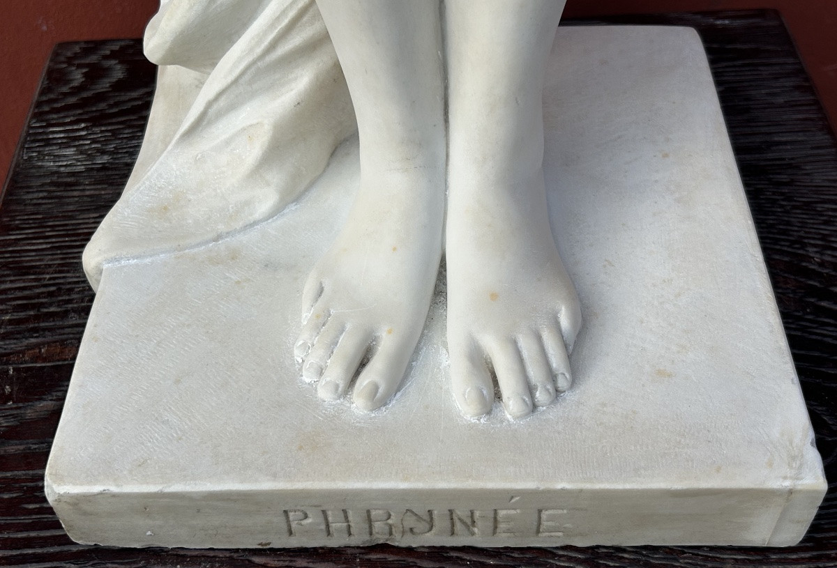 Pierre-Etienne Daniel CAMPAGNE ( France 1851-1914) sculpture en marbre de Carrare Phrynée H 78 -photo-7