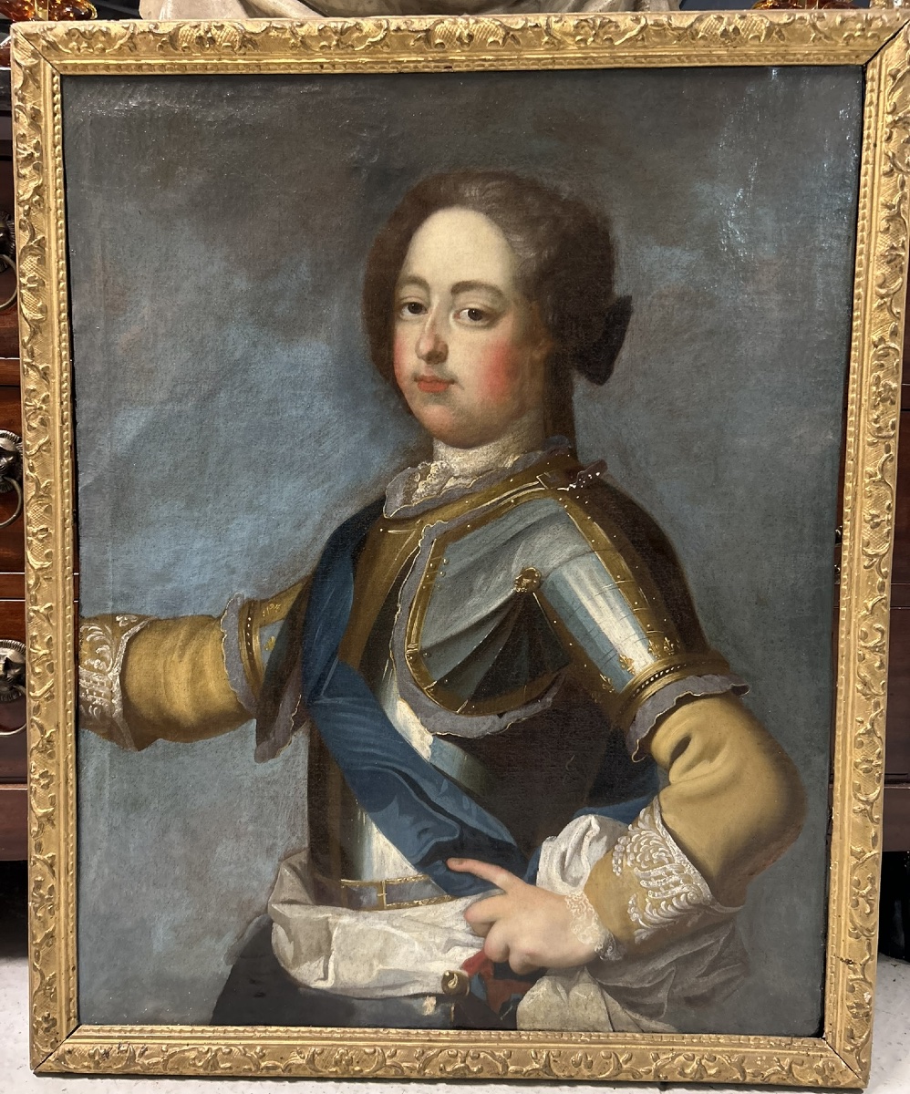 18th-century French School Portrait Of An Adolescent Louis XV After J-b Van Loo H 88 Cm-photo-6