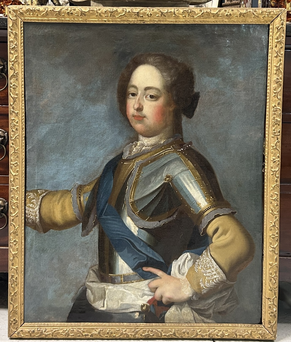 18th-century French School Portrait Of An Adolescent Louis XV After J-b Van Loo H 88 Cm