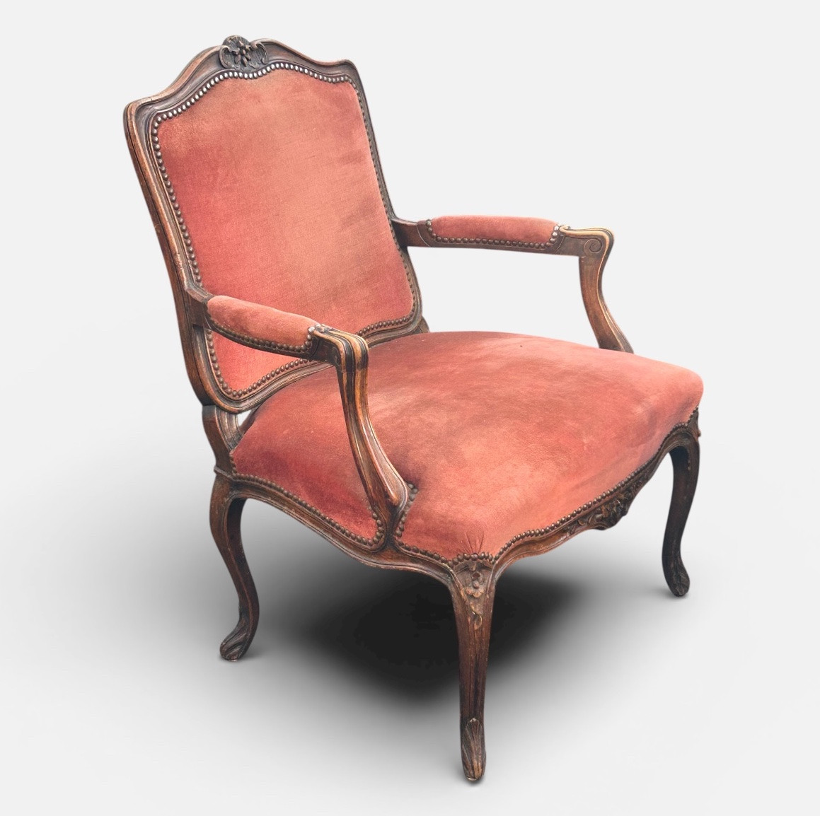 Suite Of Four Louis XV Style Flat-back Armchairs, Carved And Pegged Beech, Late 19th Century-photo-4