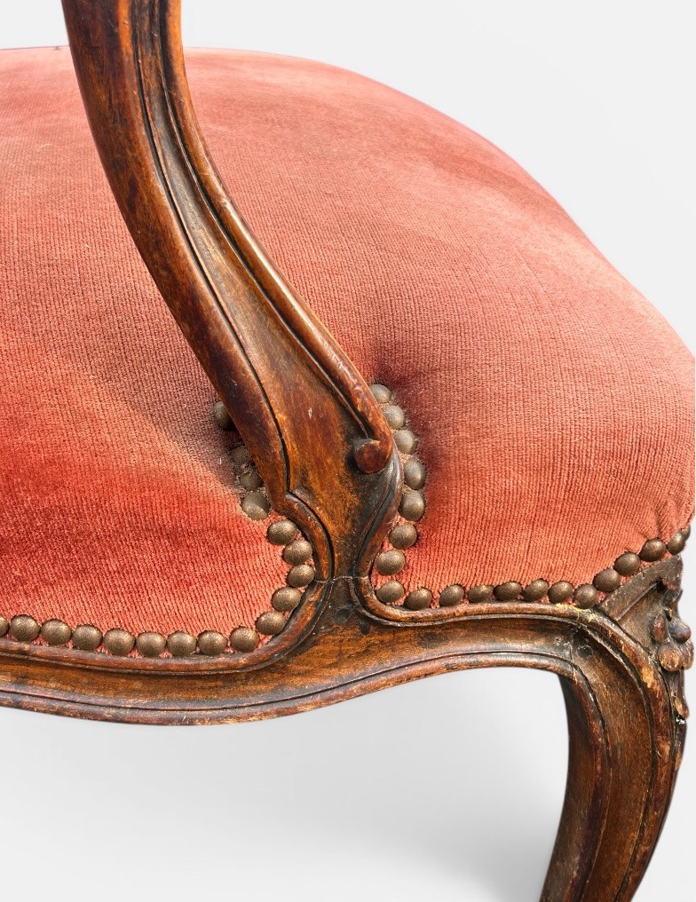 Suite Of Four Louis XV Style Flat-back Armchairs, Carved And Pegged Beech, Late 19th Century-photo-3