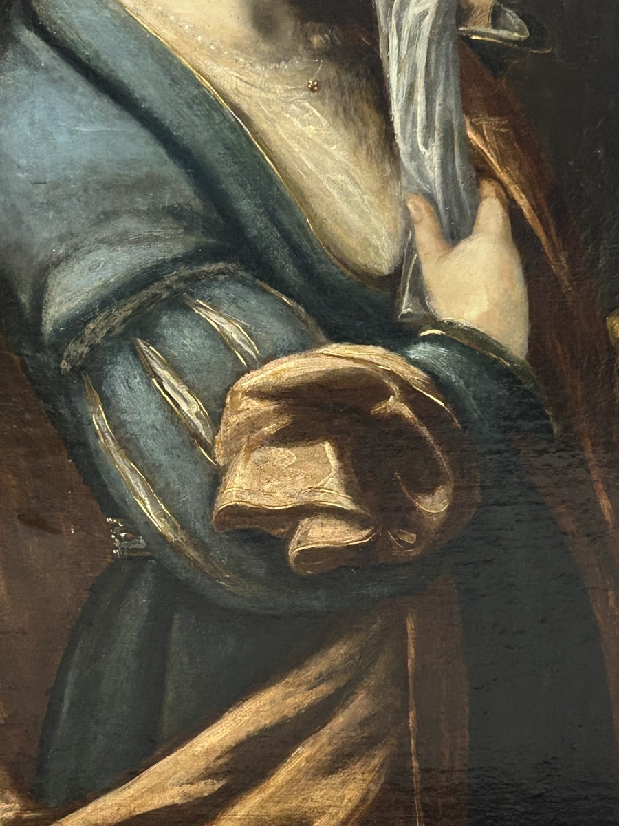 École Italienne vers 1700 portrait de femme à la toilette huile sur toile H 96 cm-photo-1