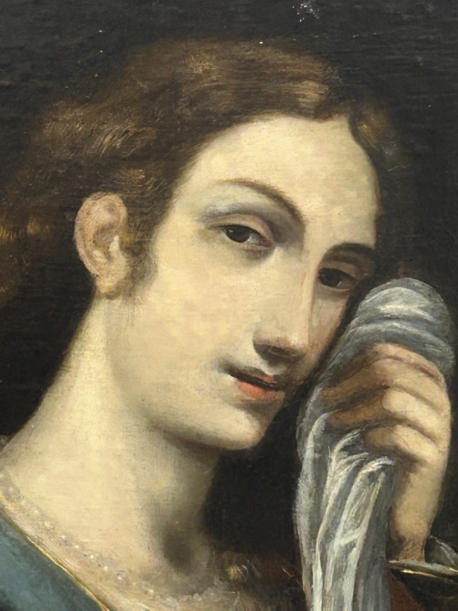 École Italienne vers 1700 portrait de femme à la toilette huile sur toile H 96 cm-photo-3