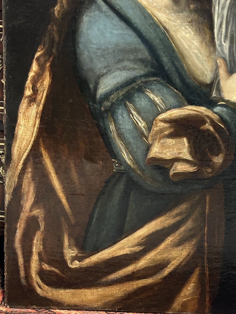 École Italienne vers 1700 portrait de femme à la toilette huile sur toile H 96 cm-photo-8