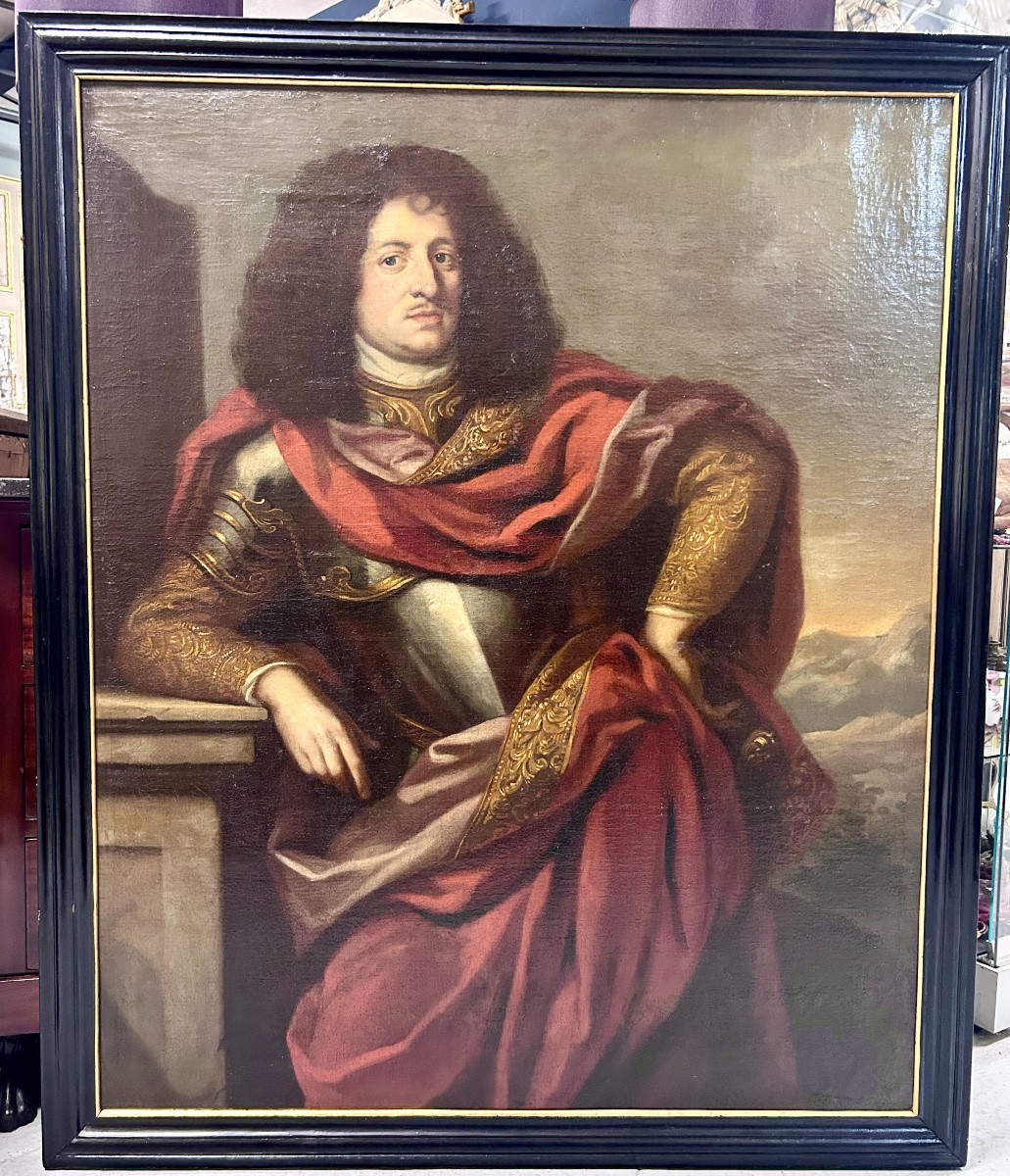 Portrait Of Leonard Johann Wittenberg (1646-1679) In Ceremonial Armor - Oil / Canvas H 130 Cm-photo-2