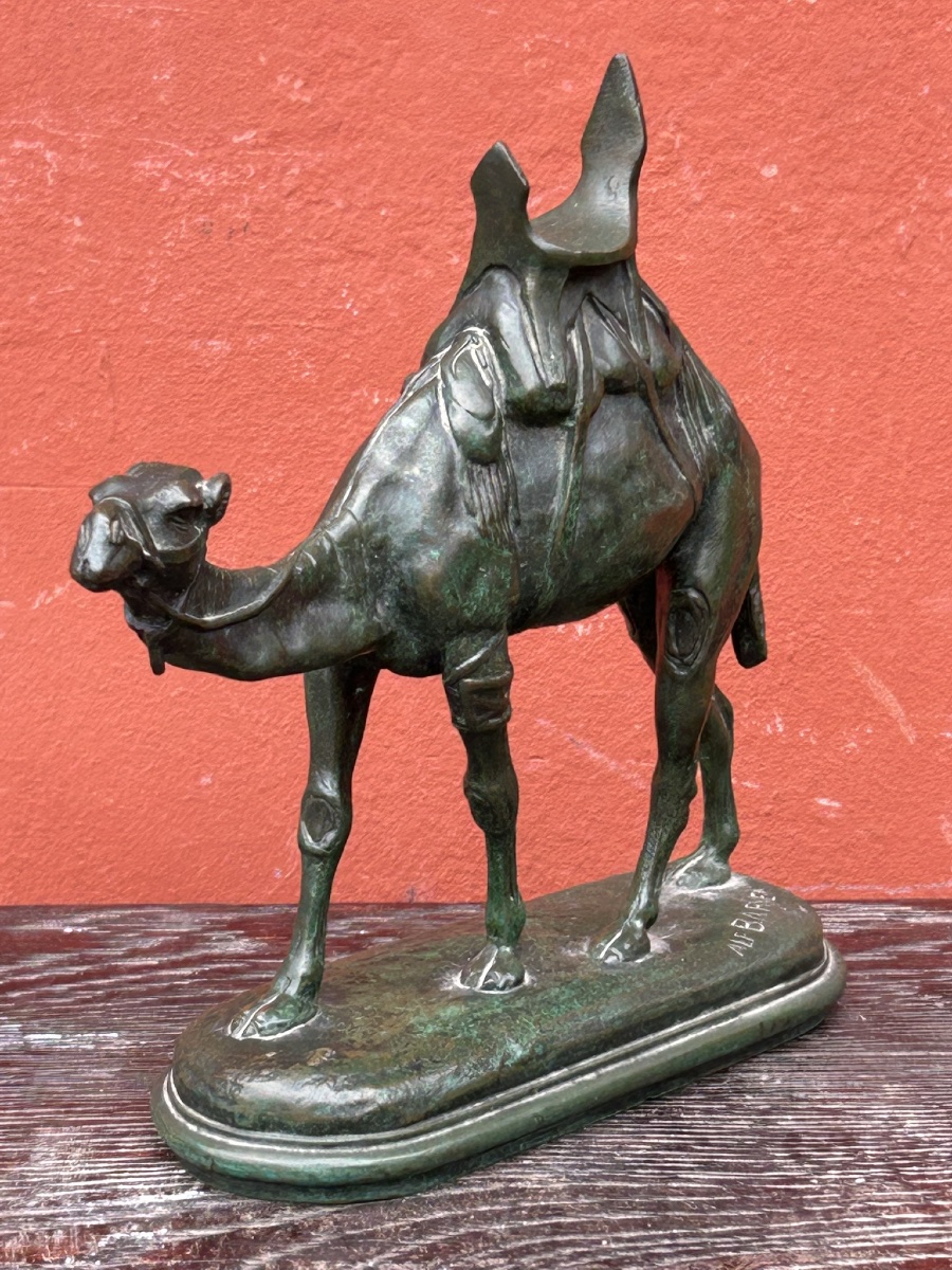 Louis Alfred Barye, Dit Barye Le Fils (1839-1895) Bronze Harnessed Dromedary 19th Century Camel-photo-1