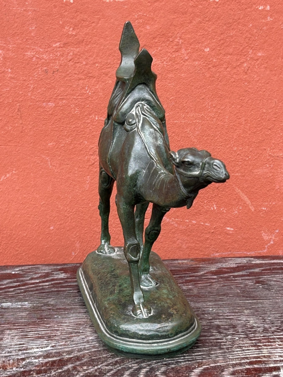Louis Alfred Barye, Dit Barye Le Fils (1839-1895) Bronze Harnessed Dromedary 19th Century Camel-photo-2