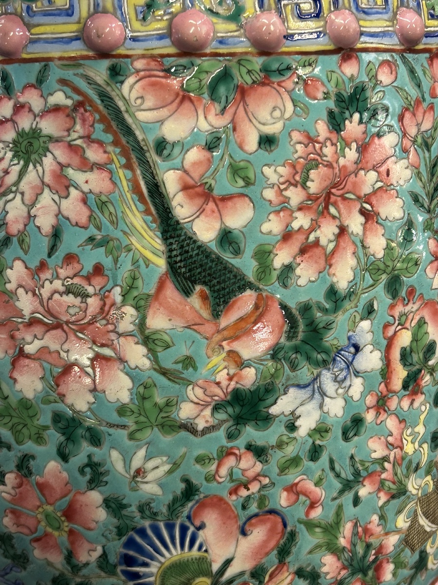 Tabouret de jardin Chinois famille rose époque XIXéme siècle - porcelaine de Chine -photo-2