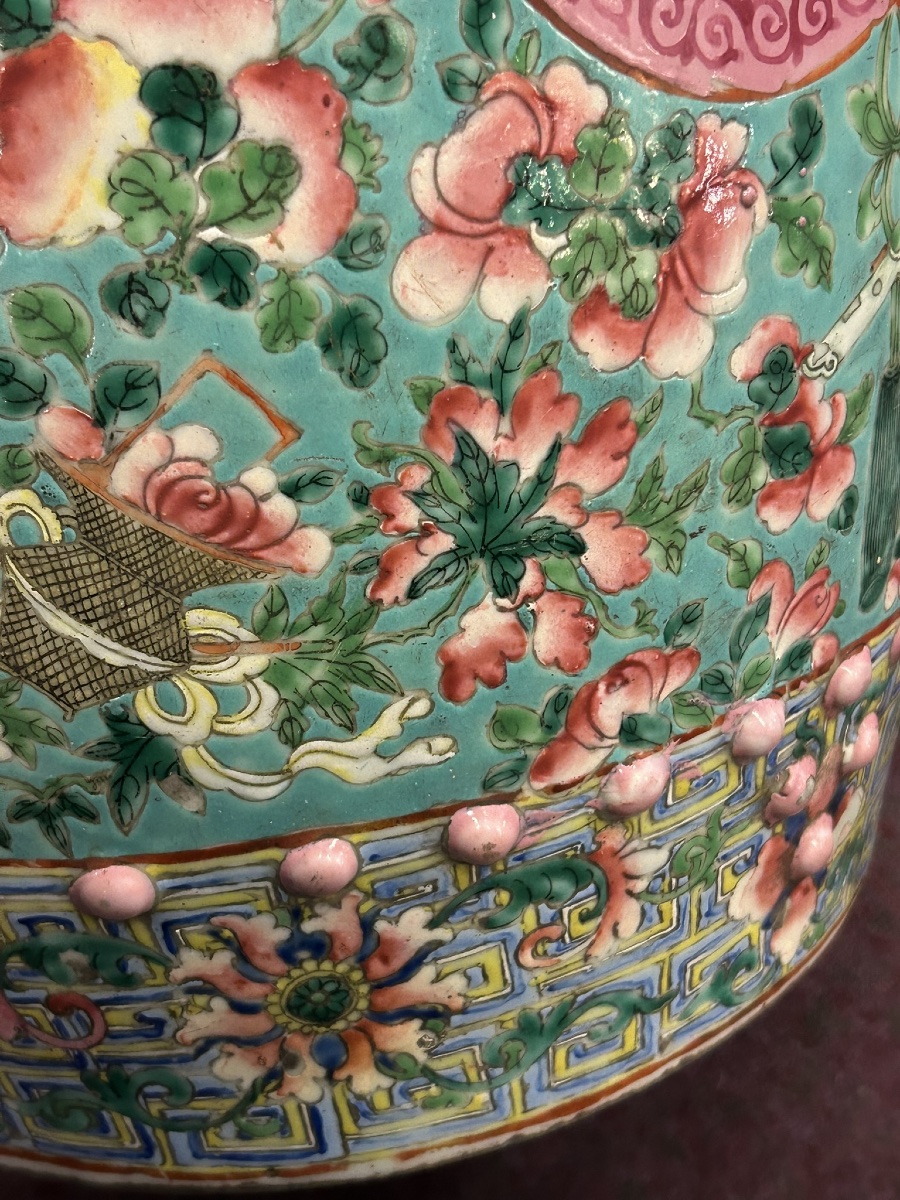 Tabouret de jardin Chinois famille rose époque XIXéme siècle - porcelaine de Chine -photo-3
