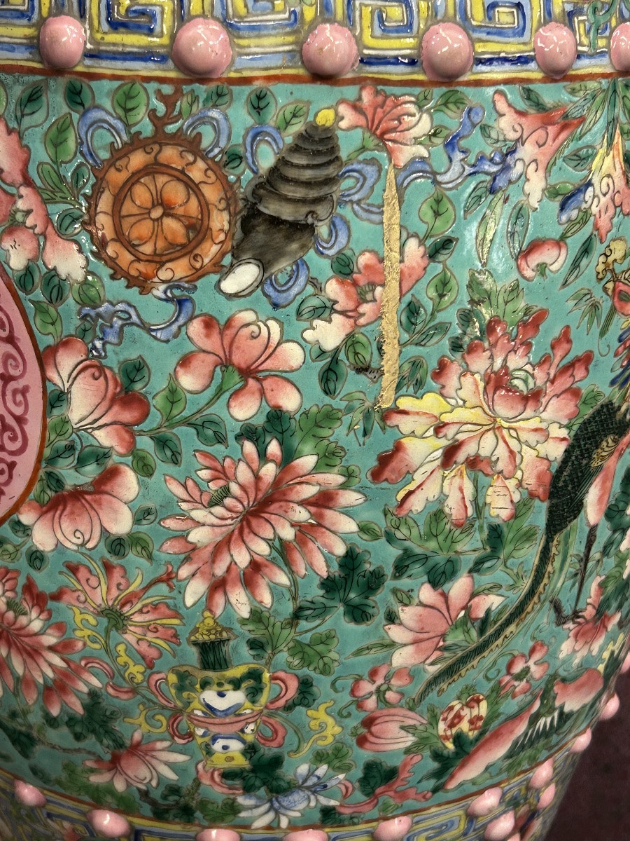 Tabouret de jardin Chinois famille rose époque XIXéme siècle - porcelaine de Chine -photo-6