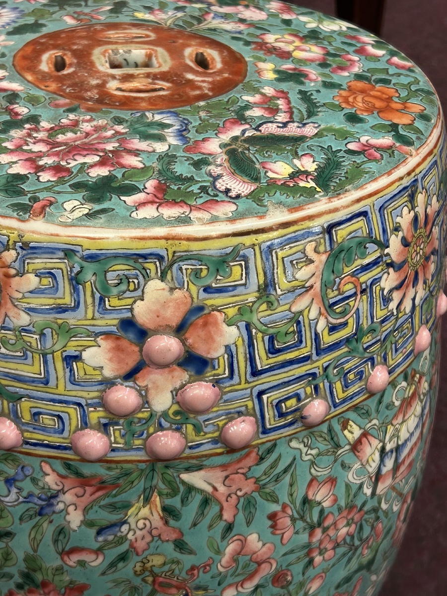 Tabouret de jardin Chinois famille rose époque XIXéme siècle - porcelaine de Chine -photo-7