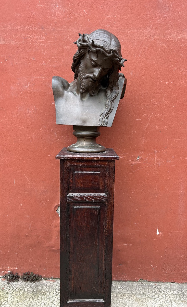 Auguste CLÉSINGER (1814-1883) important buste du Christ - fonte Barbedienne Rome 1858 H 64 cm-photo-2