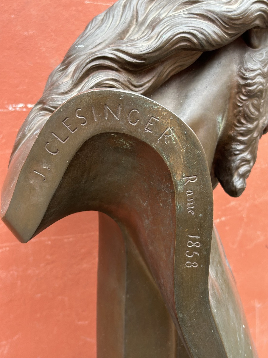 Auguste CLÉSINGER (1814-1883) important buste du Christ - fonte Barbedienne Rome 1858 H 64 cm-photo-1