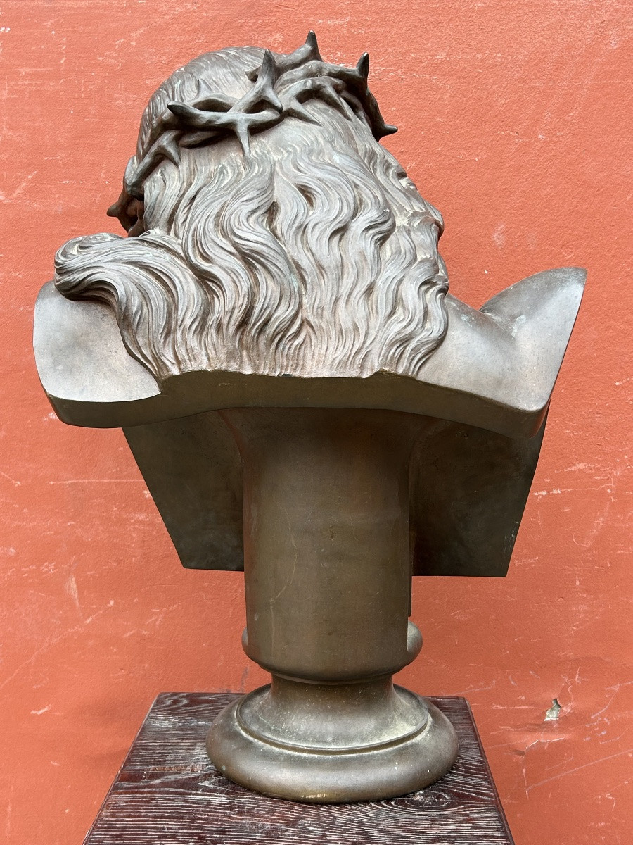 Auguste CLÉSINGER (1814-1883) important buste du Christ - fonte Barbedienne Rome 1858 H 64 cm-photo-2