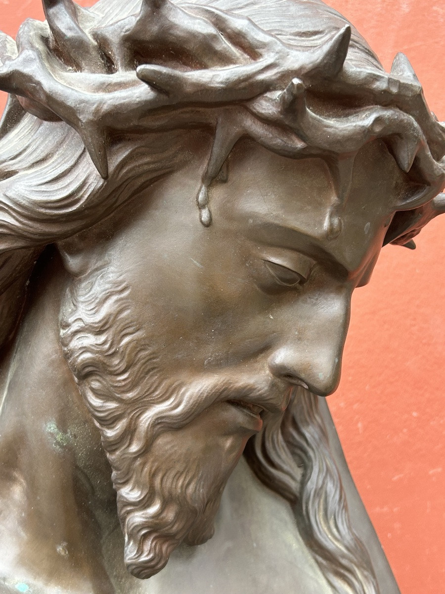 Auguste CLÉSINGER (1814-1883) important buste du Christ - fonte Barbedienne Rome 1858 H 64 cm-photo-7