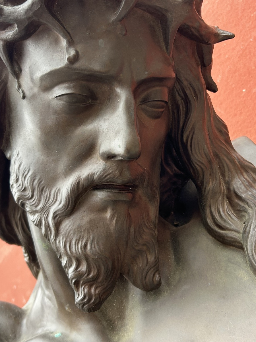 Auguste CLÉSINGER (1814-1883) important buste du Christ - fonte Barbedienne Rome 1858 H 64 cm-photo-8