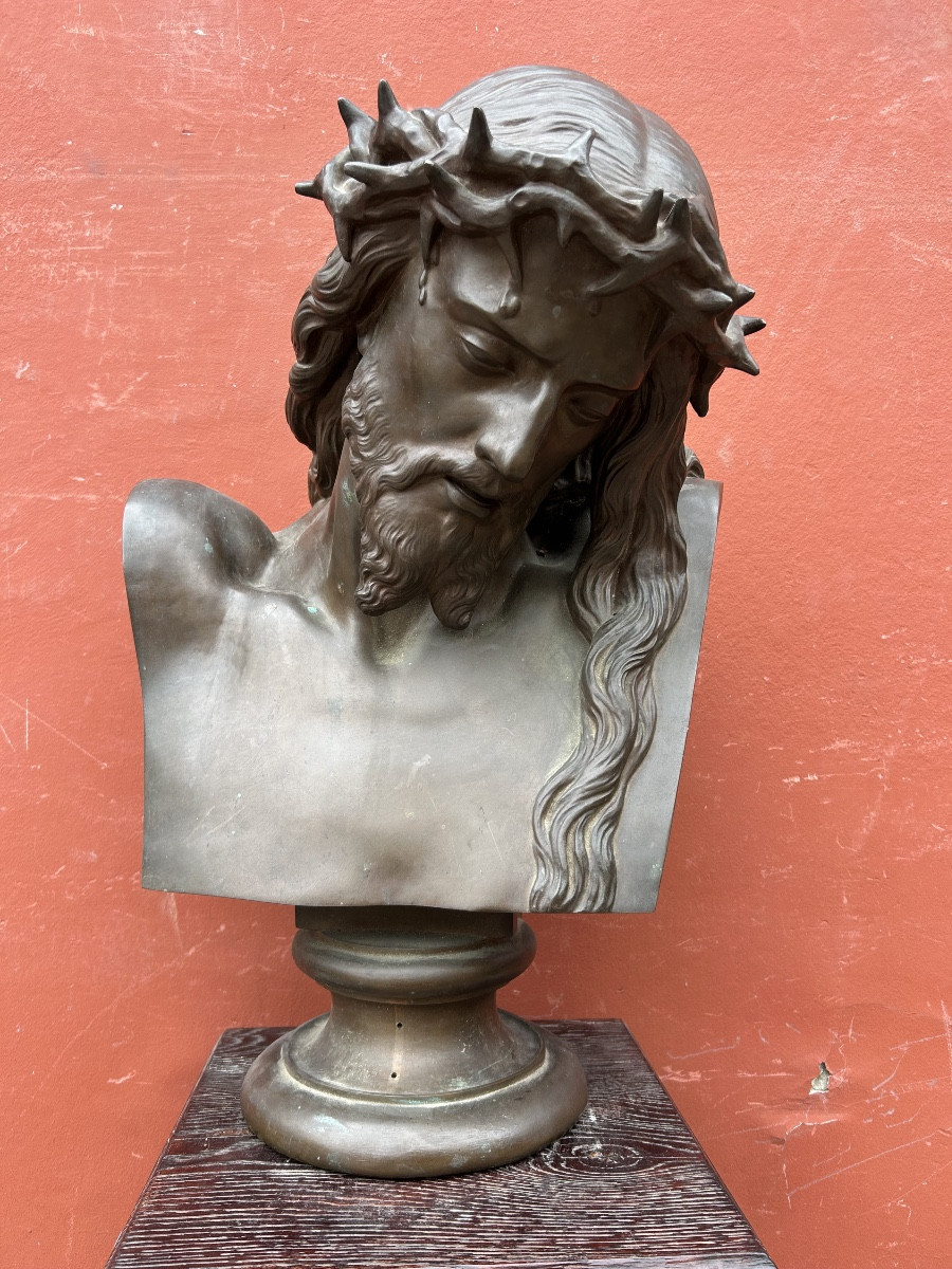 Auguste CLÉSINGER (1814-1883) important buste du Christ - fonte Barbedienne Rome 1858 H 64 cm