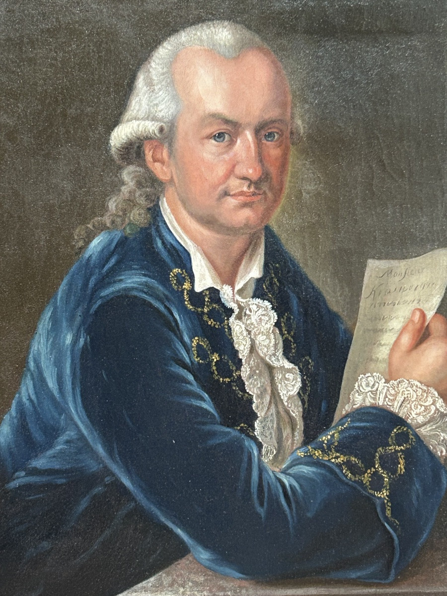 Portrait Of Ferdinand Wilh Werckerlin King's Counsel - Oil On Canvas 18th Century Hd 1734-photo-2