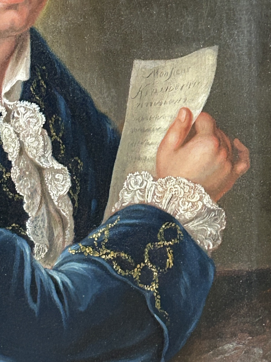 Portrait Of Ferdinand Wilh Werckerlin King's Counsel - Oil On Canvas 18th Century Hd 1734-photo-4