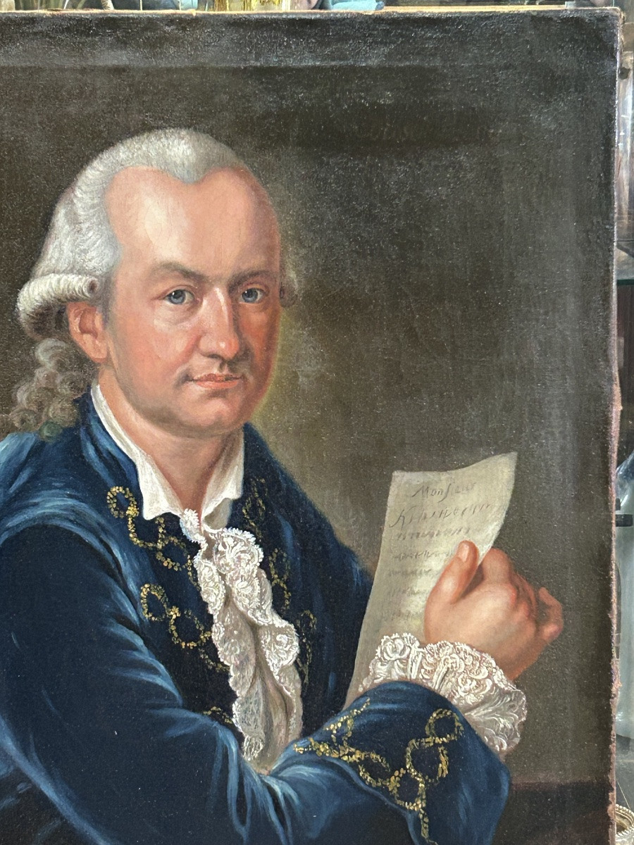 Portrait Of Ferdinand Wilh Werckerlin King's Counsel - Oil On Canvas 18th Century Hd 1734-photo-3