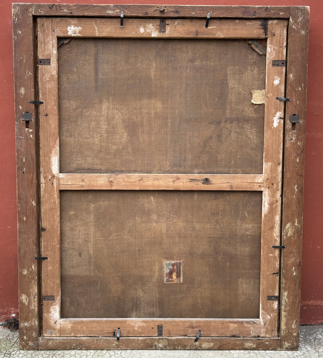 École Française fin XVII ou début XVIIIème portrait de femme au vase d’œillets Hauteur 144 cm-photo-8