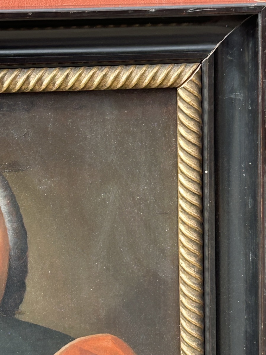 Eighteenth-century Portrait Of A Man With A Powdered Wig And Silk Vest Oil On Canvas-photo-4