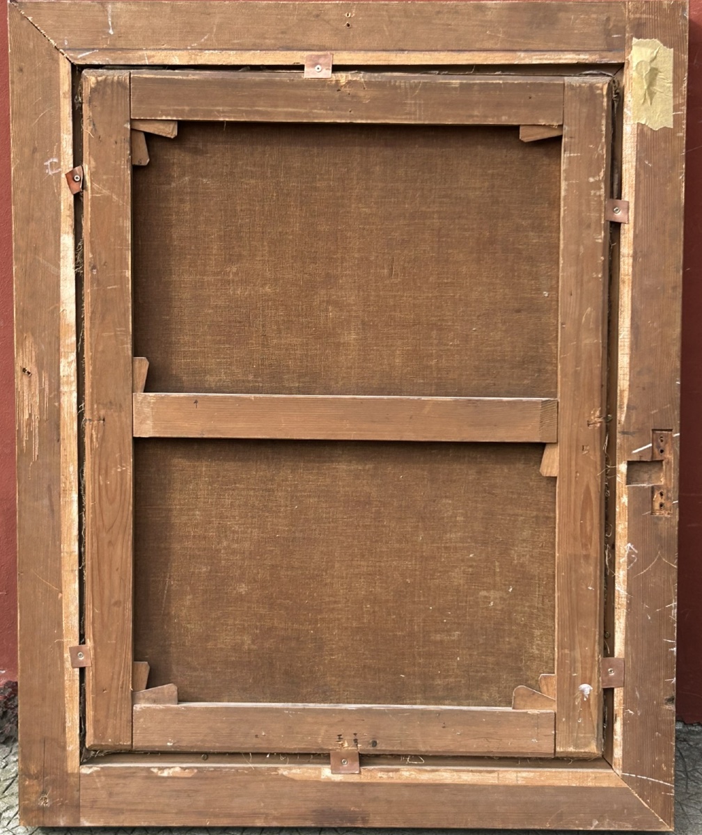 Eighteenth-century Portrait Of A Man With A Powdered Wig And Silk Vest Oil On Canvas-photo-8