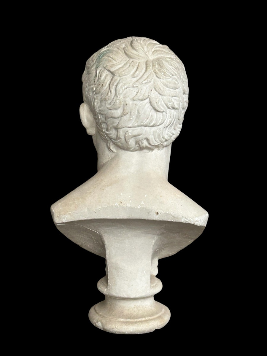 Buste en plâtre à l’antique de l’Empereur Marcus Vipsanius Agrippa- Rome - Romain H 65 cm-photo-2