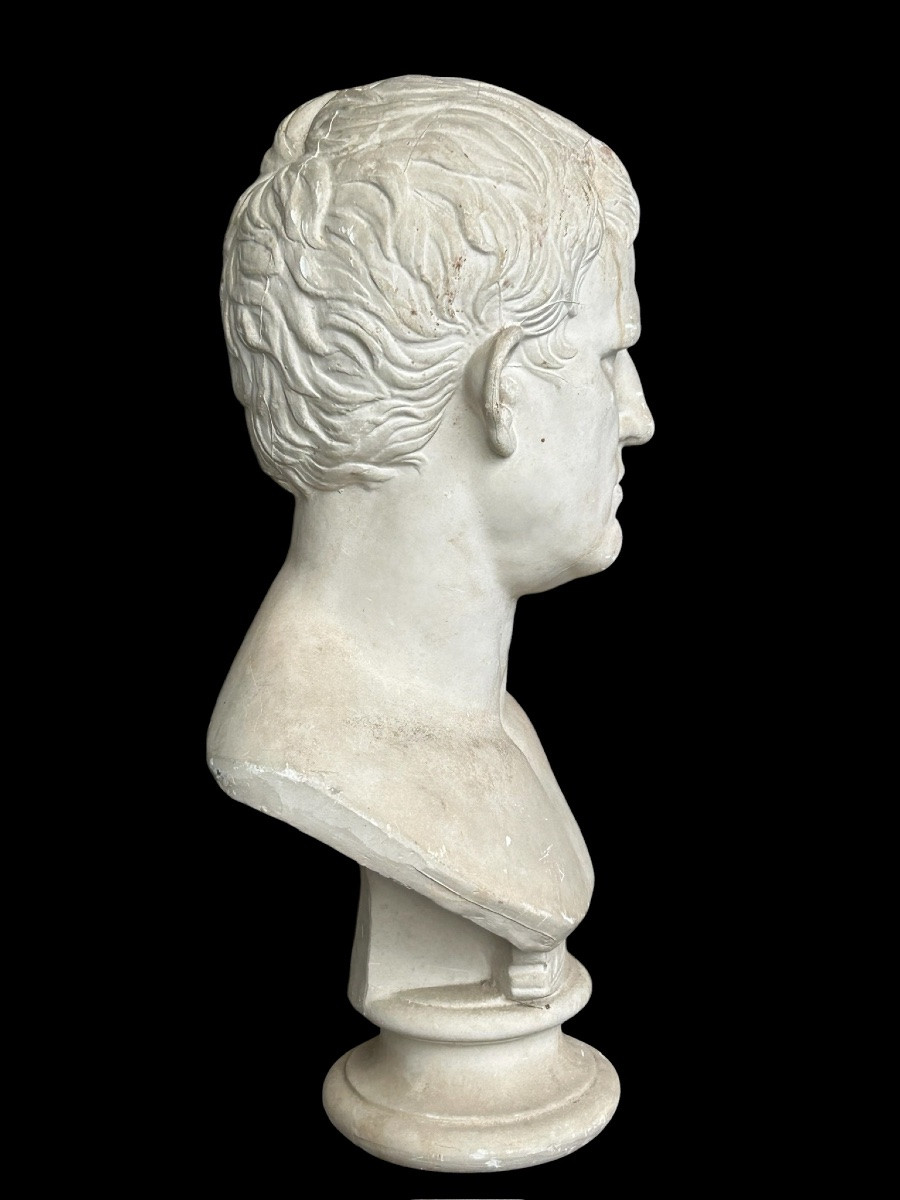 Buste en plâtre à l’antique de l’Empereur Marcus Vipsanius Agrippa- Rome - Romain H 65 cm-photo-3