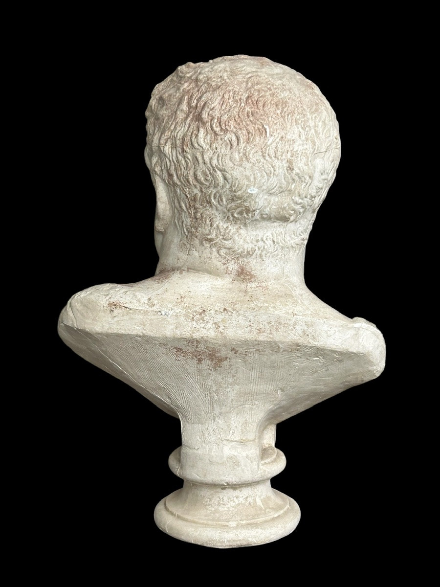 Buste en plâtre d’après l’antique représentant l’empereur Vitellius - Rome - Romain H 57 cm-photo-2