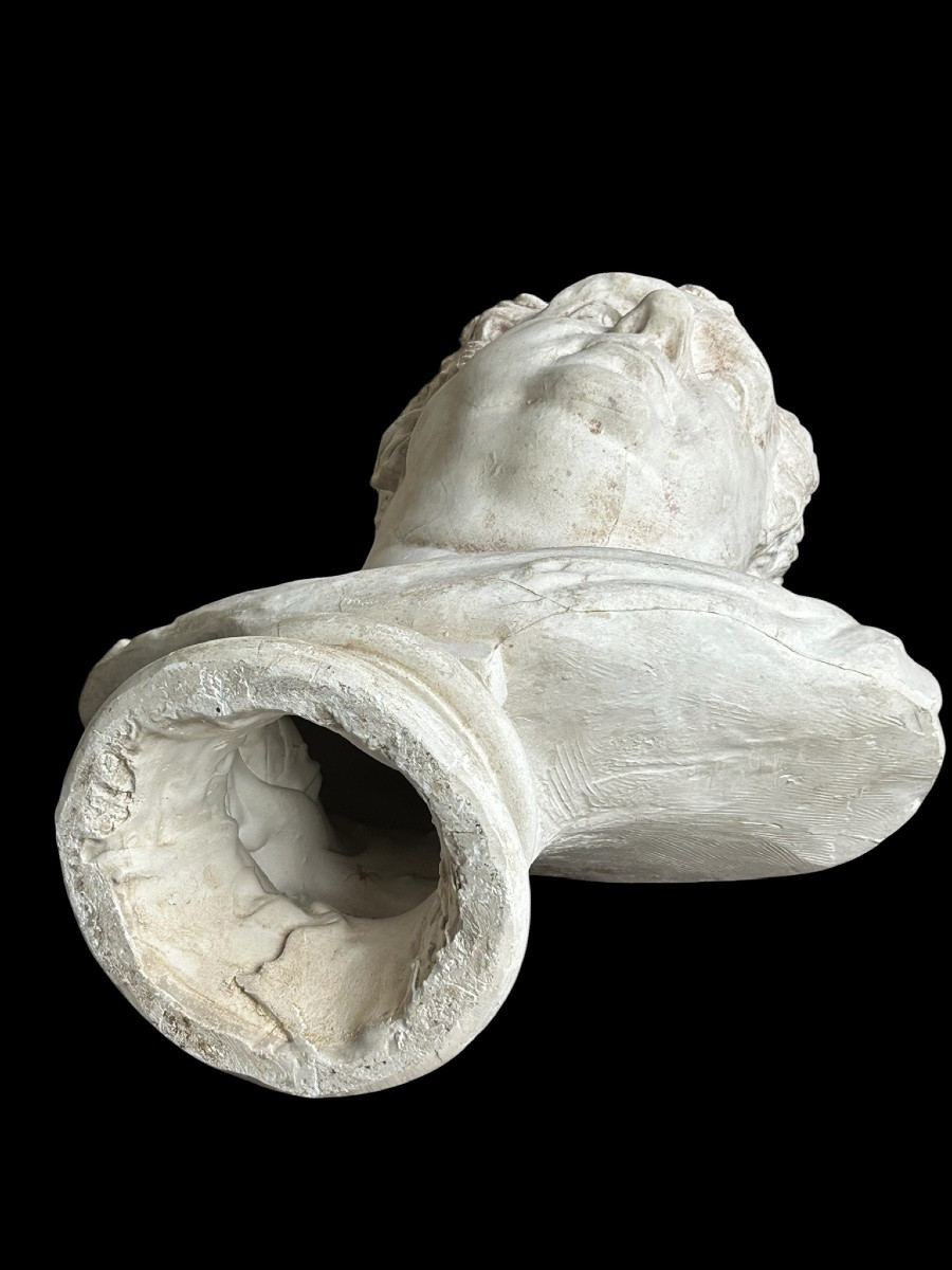 Buste en plâtre d’après l’antique représentant l’empereur Vitellius - Rome - Romain H 57 cm-photo-8
