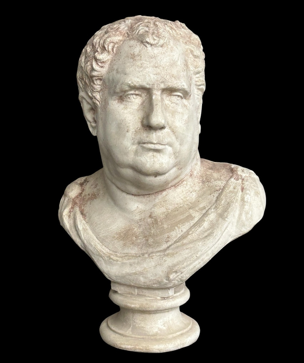 Buste en plâtre d’après l’antique représentant l’empereur Vitellius - Rome - Romain H 57 cm