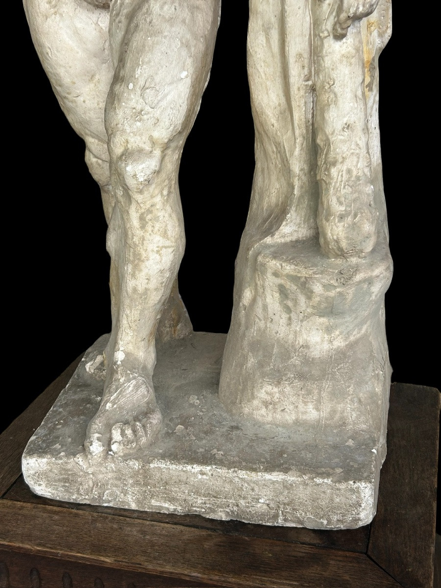 Hercule Farnèse grande sculpture en plâtre grand tour fin XIXéme - d’après l’antique H 77 cm-photo-4