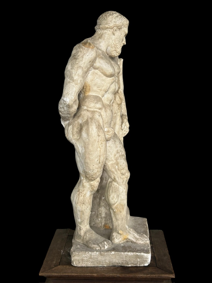 Hercule Farnèse grande sculpture en plâtre grand tour fin XIXéme - d’après l’antique H 77 cm-photo-2