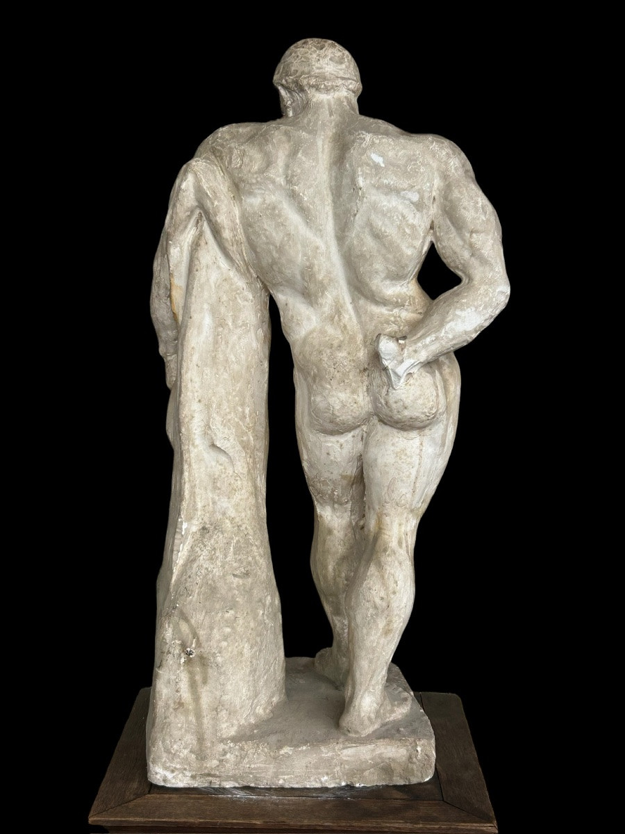 Hercule Farnèse grande sculpture en plâtre grand tour fin XIXéme - d’après l’antique H 77 cm-photo-3