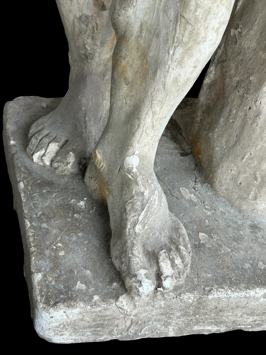 Hercule Farnèse grande sculpture en plâtre grand tour fin XIXéme - d’après l’antique H 77 cm-photo-8