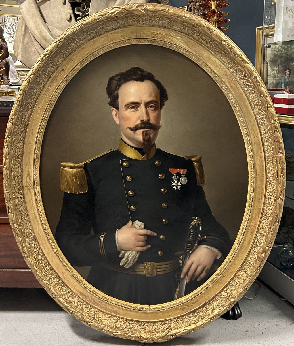 Portrait d’officier militaire à la légion d’honneur du second empire vers 1850 Napoléon III 