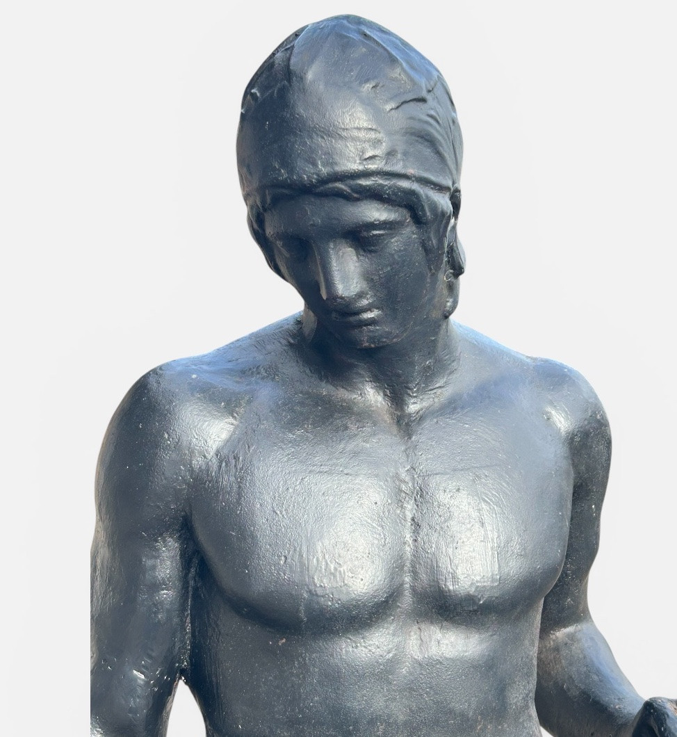 Gladiateur casqué - importante sculpture en fonte d’après l’antique début XXème - Déco jardin -photo-2