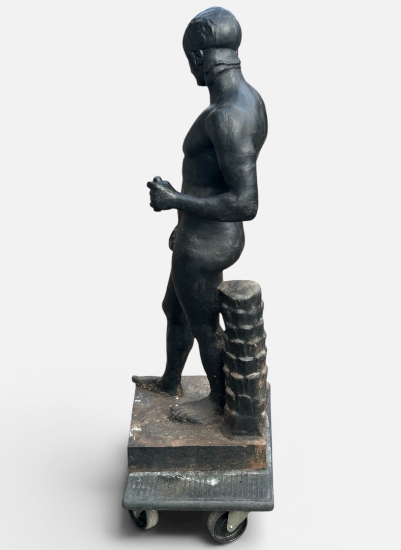 Gladiateur casqué - importante sculpture en fonte d’après l’antique début XXème - Déco jardin -photo-3