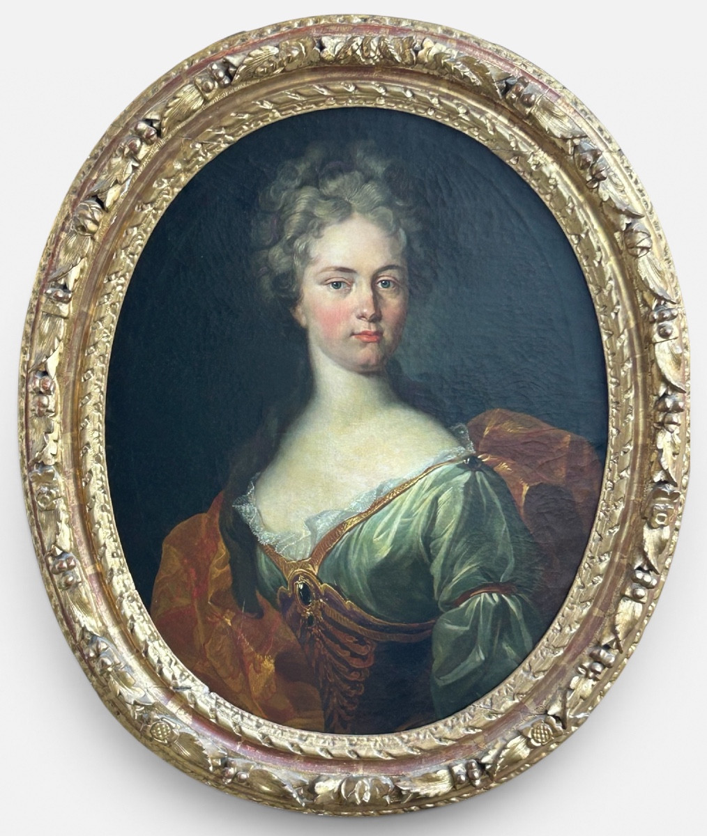 Oval Portrait Of A Woman, Late 17th Or Early 18th Century French School Oil On Canvas