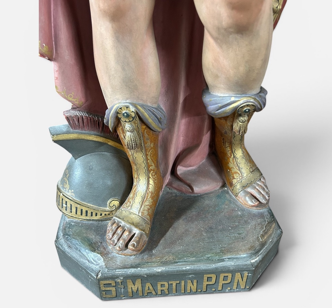 Large Church Or Chapel Sculpture In Polychrome Plaster - Saint Martin 112 Cm-photo-2