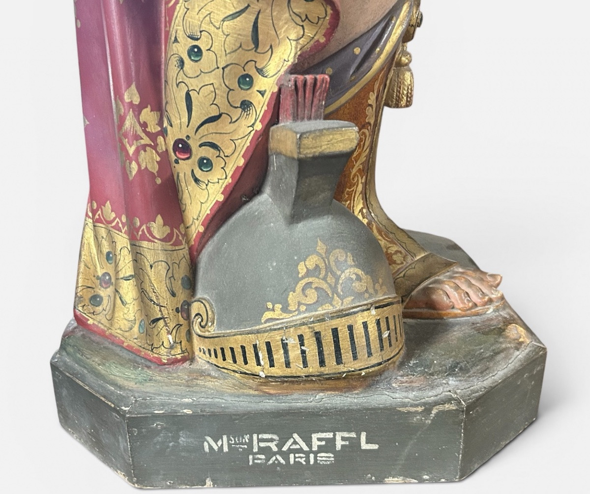 Large Church Or Chapel Sculpture In Polychrome Plaster - Saint Martin 112 Cm-photo-2