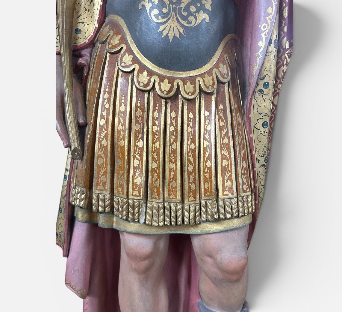 Large Church Or Chapel Sculpture In Polychrome Plaster - Saint Martin 112 Cm-photo-8