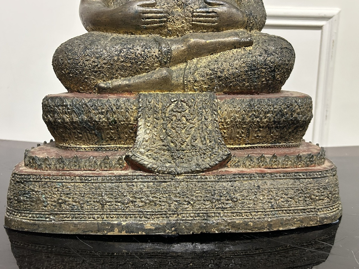 Bouddha en bronze Doré Thaïlandais de Phra Sangkachai royaume de Rattanakosin fin XIXéme -photo-3
