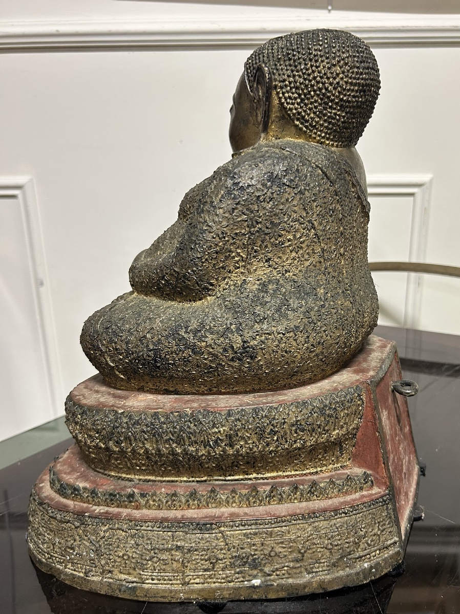 Bouddha en bronze Doré Thaïlandais de Phra Sangkachai royaume de Rattanakosin fin XIXéme -photo-3