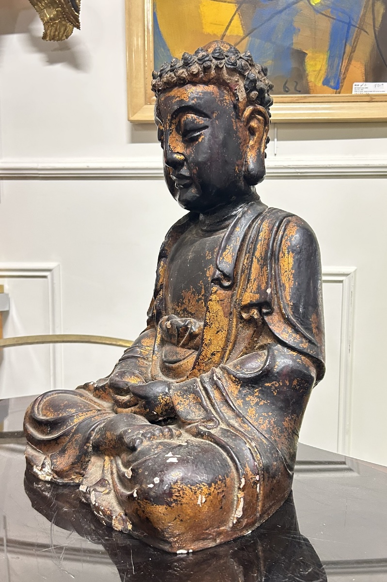 Large Vietnamese Lacquered Wooden Seated Buddha - Vietnam Nguyen Dynasty, Early 20th Century-photo-2
