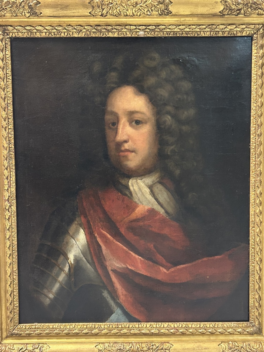 Portrait en cuirasse de John Churchill, Duc de Marlborough (1650-1722) huile / toile XVIIIème -photo-2
