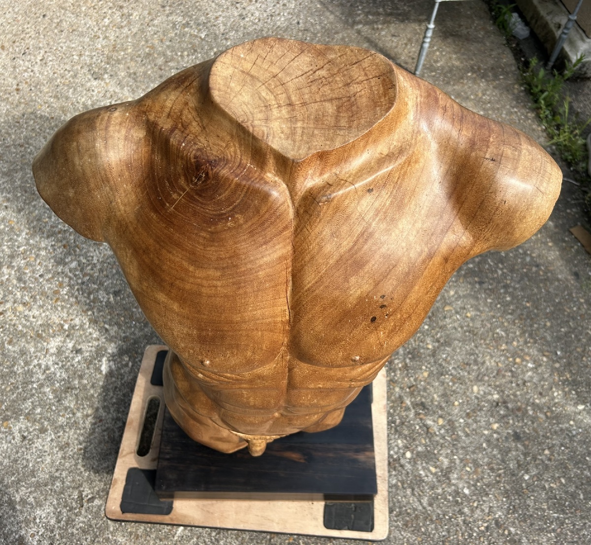 Grand torse buste en bois sculpté dans le goût de l’antique - taille direct vers 1960-70-photo-7